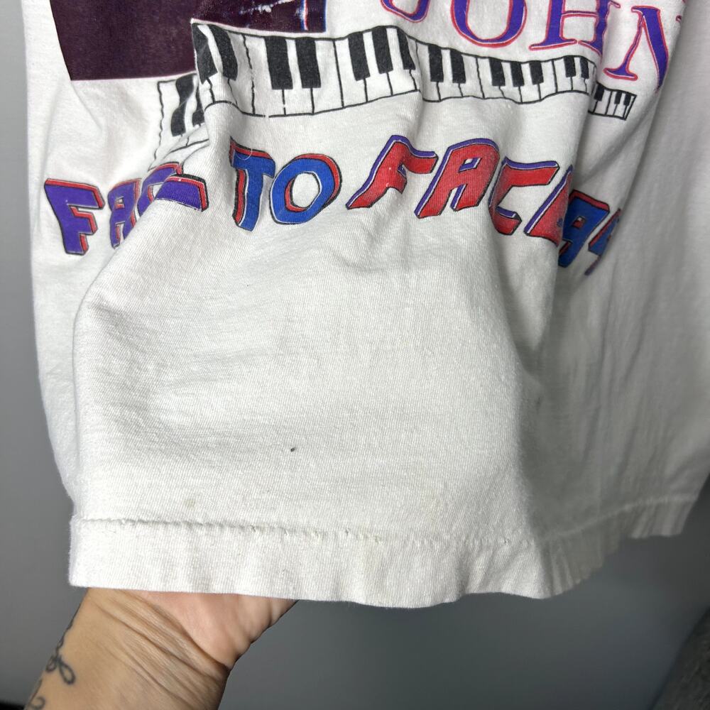 Vintage Elton John Billy Joel T-Shirt Pianoman Face to Face 94 90's Thrashed XL - Picture 7 of 12